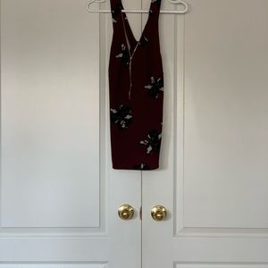 Burgundy floral tank top